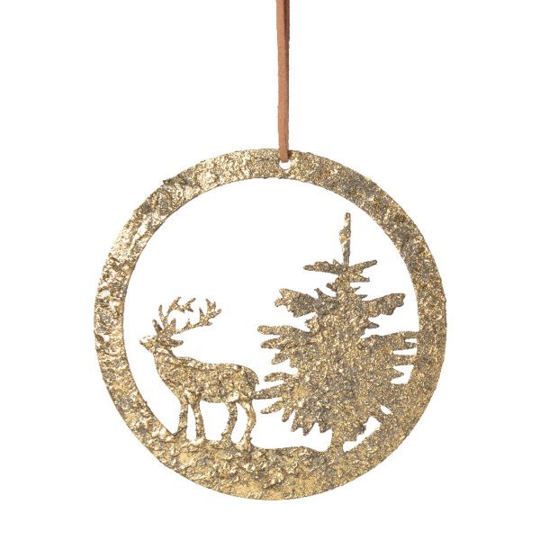Χριστουγεννιάτικo Μεταλλικό Στολίδι με Ελάφι και Δέντρο (12cm)